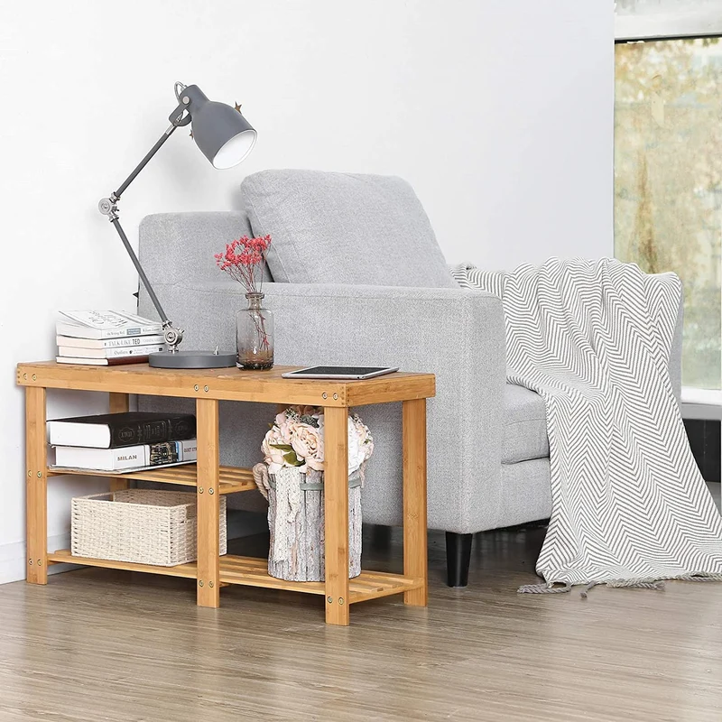 Multifunktions-Bambus-Schuhregal-Bank-Organizer-Regal