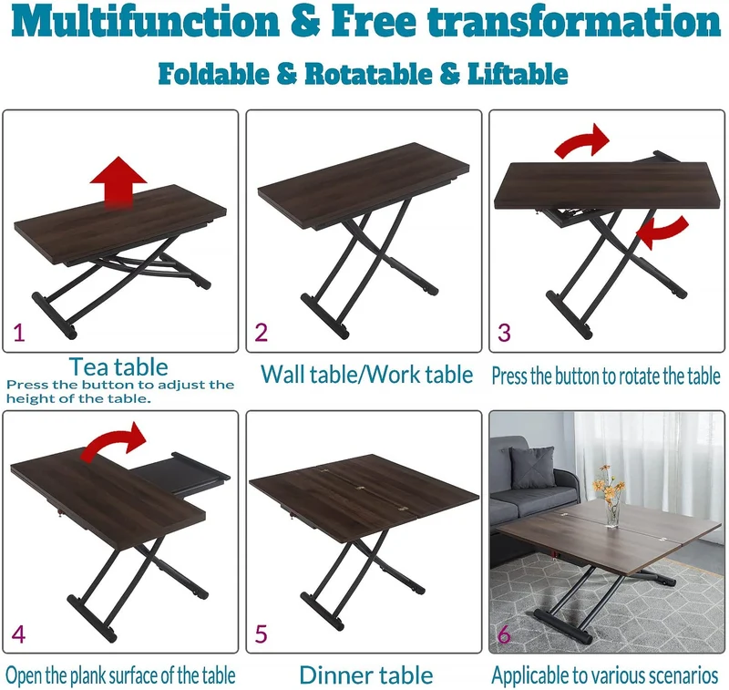2-in-1 multifunktionaler Couchtisch und Esstisch
