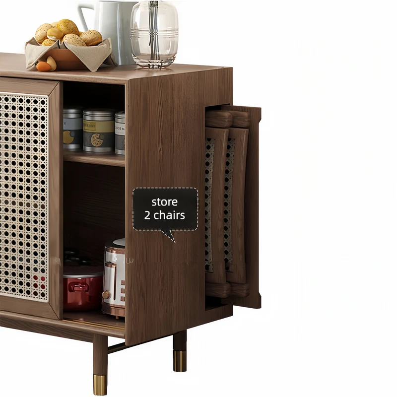 Klappbarer und erweiterbarer Multifunktions-Esstisch im neuen Design mit Seitenschrank