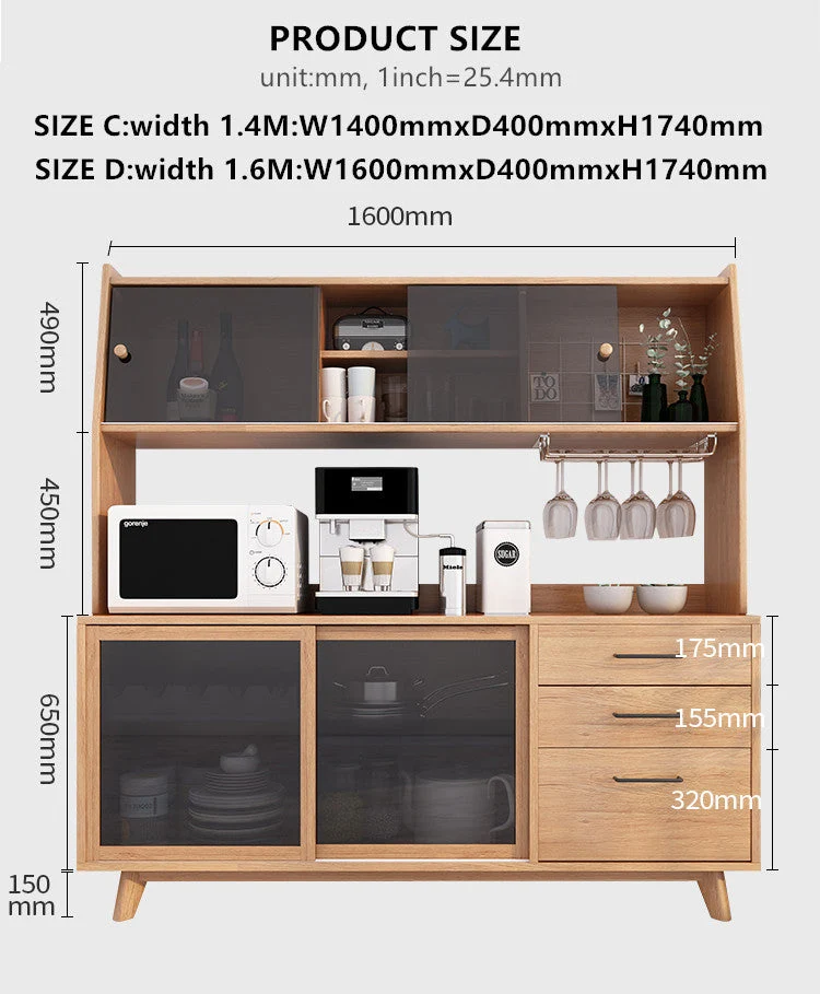 Buffets Server mit Hutch und Slide Glass Doors