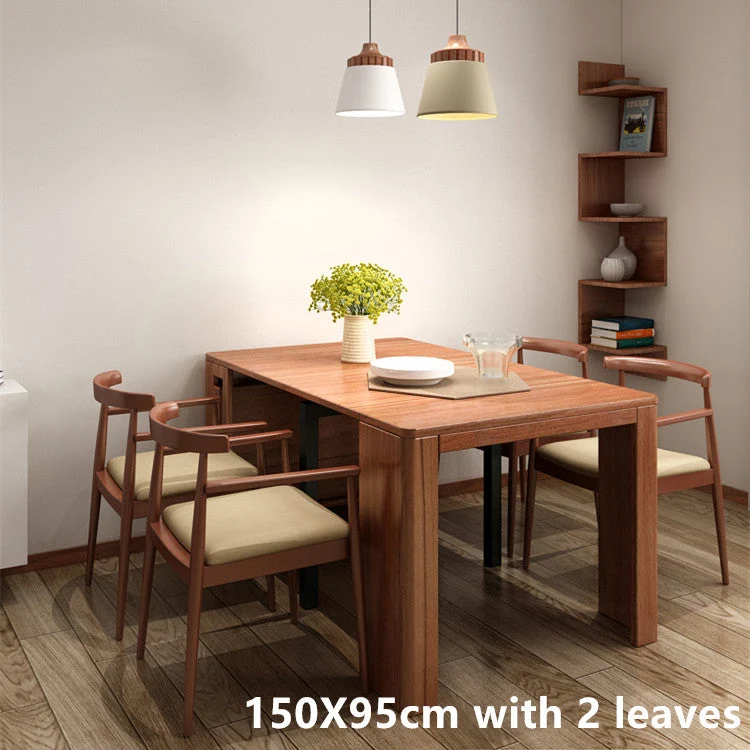 Platzsparender und ausziehbarer Tisch mit 4 Einlegeplatten