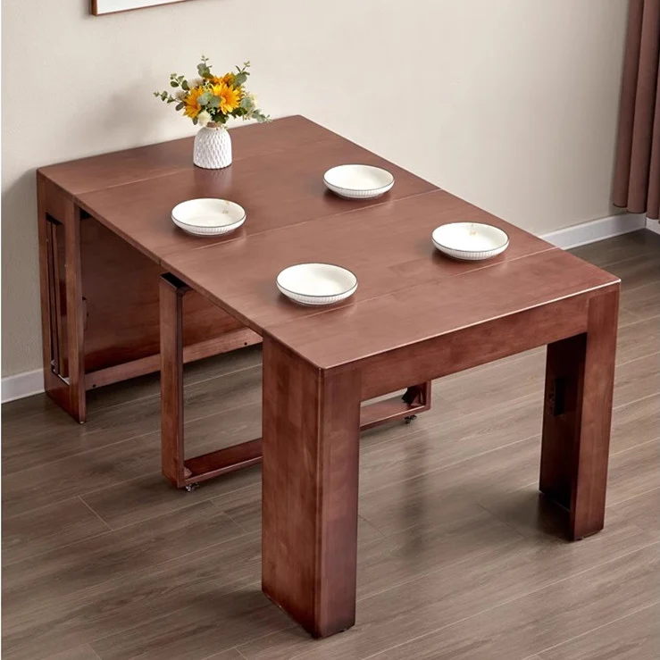 Platzsparender und ausziehbarer Tisch mit 4 Einlegeplatten