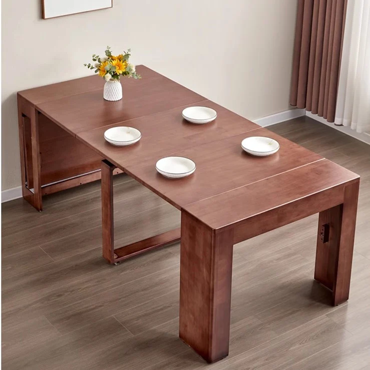 Platzsparender und ausziehbarer Tisch mit 4 Einlegeplatten