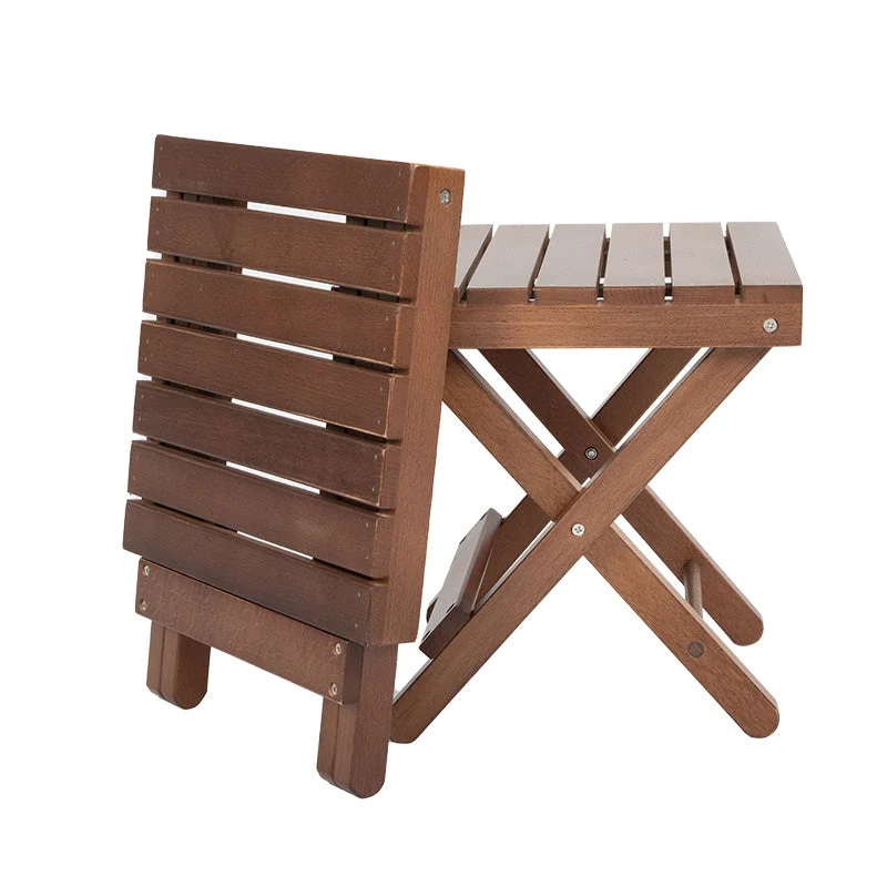 Outdoor-Camping-Klapptisch aus Massivholz mit 4 Klappstühlen