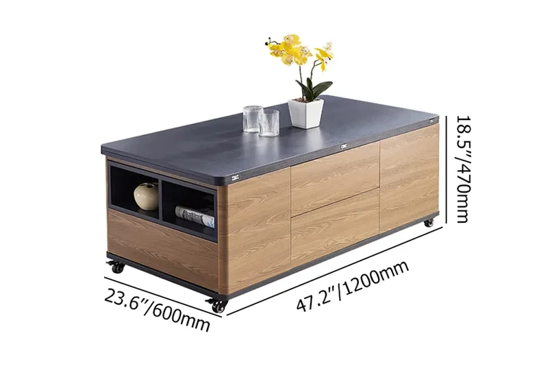 3-in-1-Klapp-Lift-Top-Multifunktions-Couchtisch mit Universalrädern