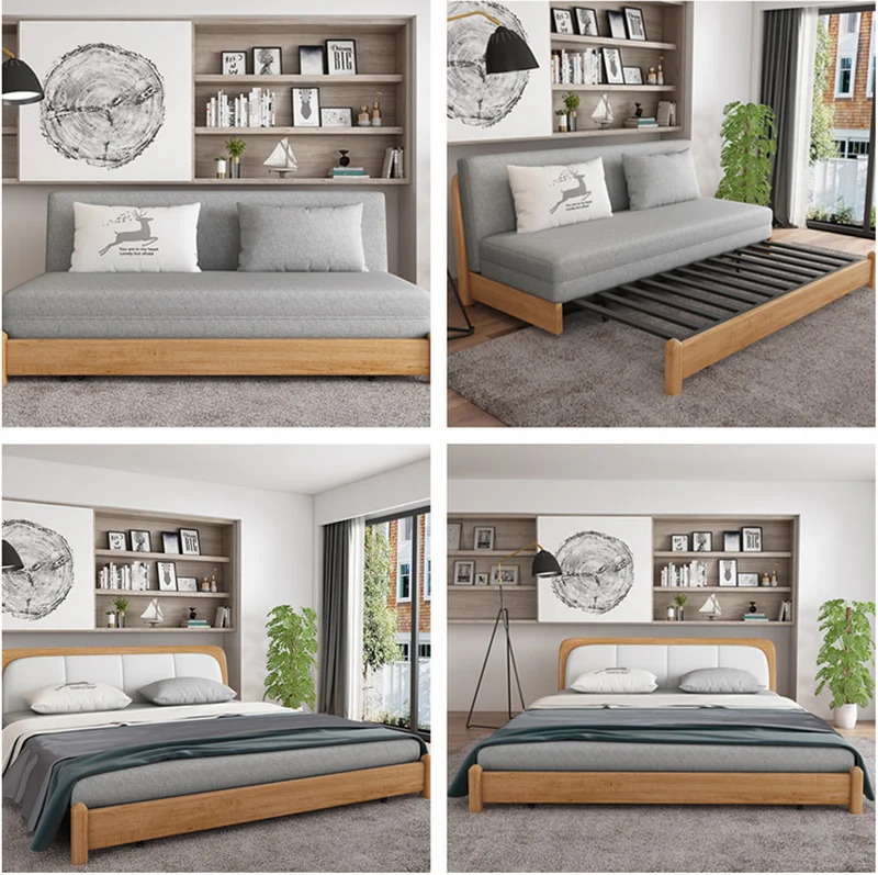Massivholzrahmen, modernes Schlafsofa mit Stauraum darunter