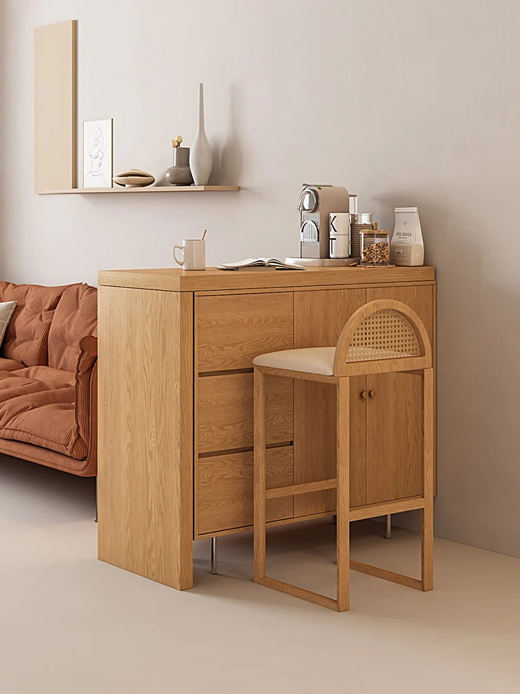 L-Bartisch mit beidseitigem Stauraum, Buffet-Sideboard-Schrank