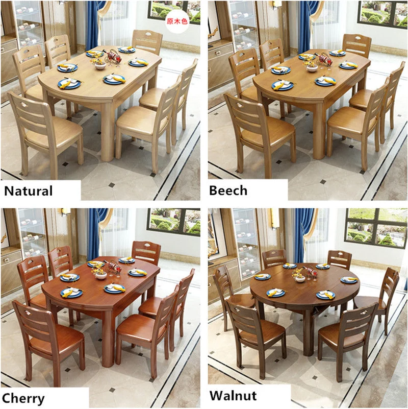 2-in-1-Esstisch-Set aus Massivholz