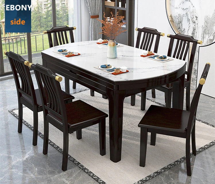 2-in-1-Esstisch-Set mit Marmortischplatte