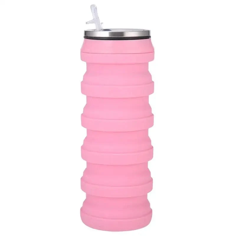 Collapsible Silicone Water Bottle 480ml Leak-Proof Travel Flask