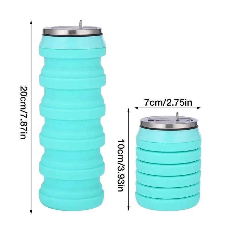 Collapsible Silicone Water Bottle 480ml Leak-Proof Travel Flask