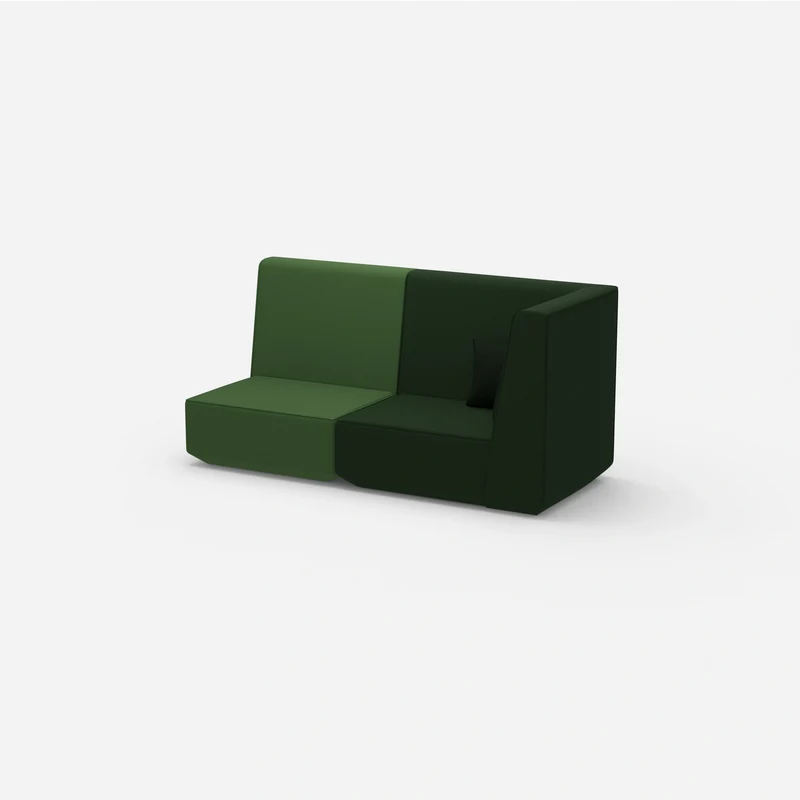 Modulares Sofa grün mit hohem Rücken