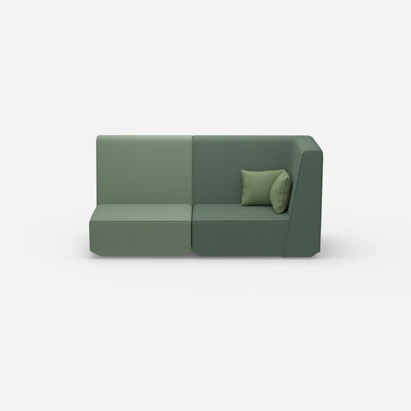 Modulares Sofa grün mit hohem Rücken