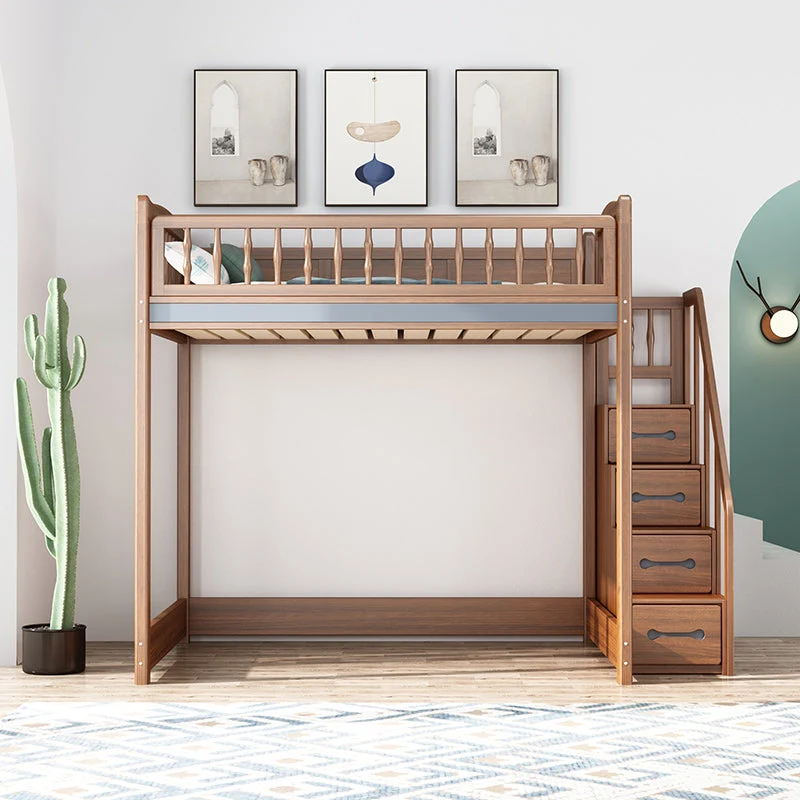 Hochbett aus Massivholz mit Kleiderschrank und Schreibtisch
