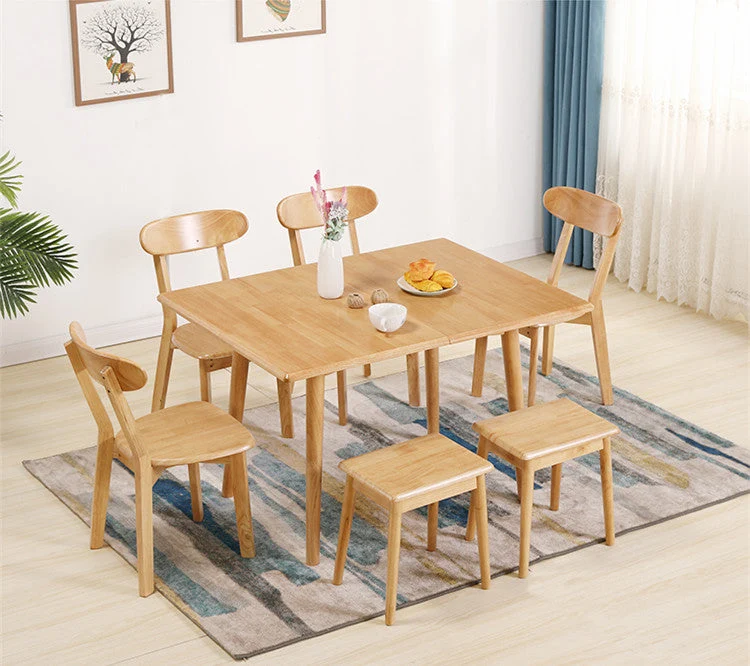 Platzsparendes Design, faltbarer und erweiterbarer Massivholztisch