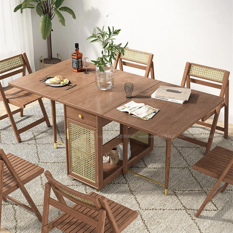 Double Drop Leaf Esstisch mit 4 klappbaren Stühlen