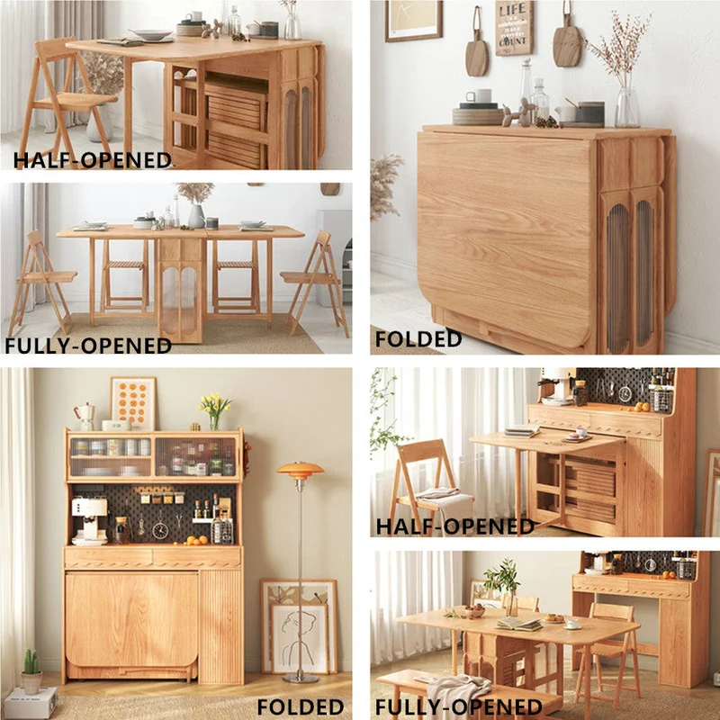 Double Drop Leaf Esstisch mit Pegboard Hutch Cabinet