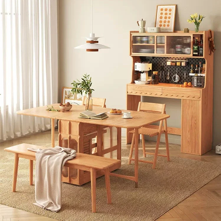 Double Drop Leaf Esstisch mit Pegboard Hutch Cabinet