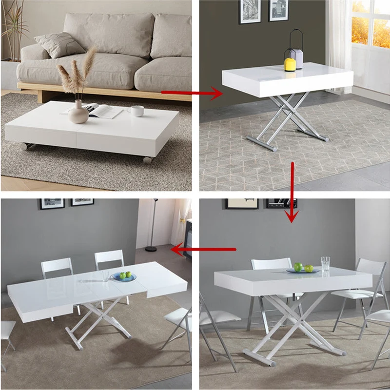 Verwandelbarer 2-in-1-Ess- und Couchtisch mit Auf- und Ab-Mechanismus