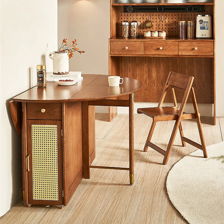 Double Drop Leaf Round Table mit 4 Klappstühlen