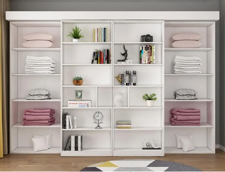 Klappbett mit Bücherregal und Kleiderschrank und klappbarem Schreibtisch