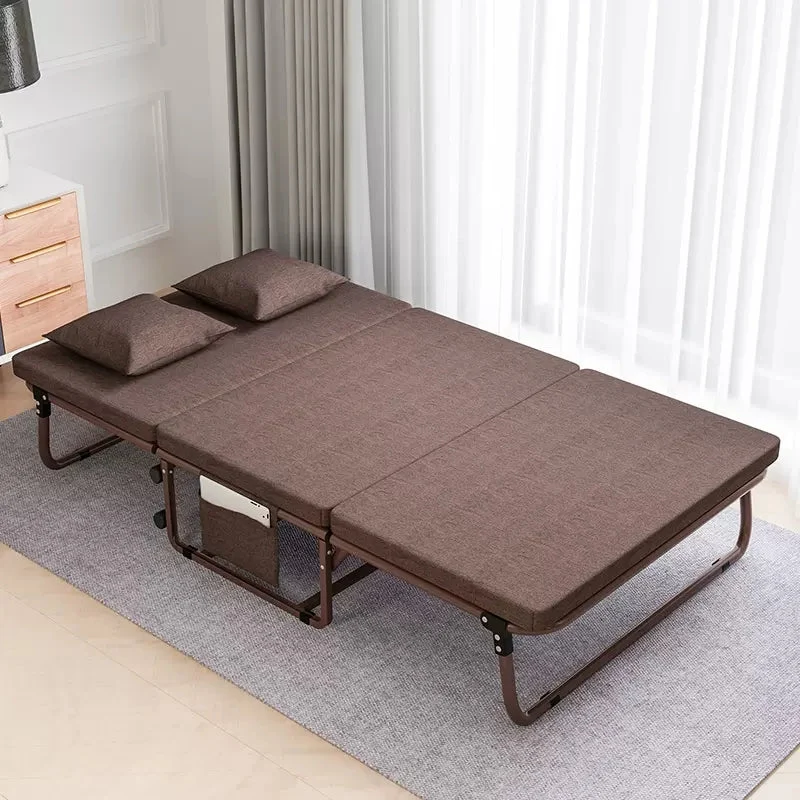 Tragbares faltbares Gästebett mit verstellbarer 6-Position und seitlicher Aufbewahrungstasche (Braun, 78" LX 35" W)