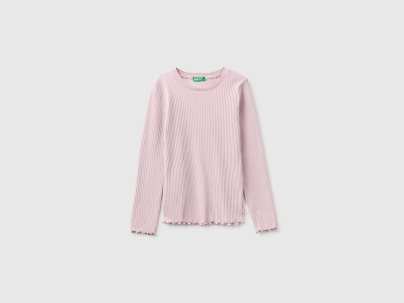 Geripptes Stretch-T-Shirt aus Bio-Baumwolle