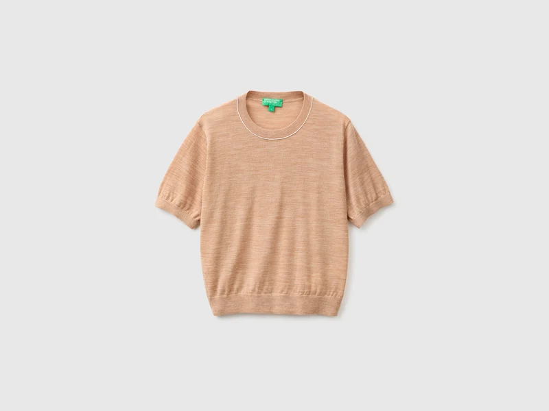Kurzärmeliger Pullover aus reiner Merinowolle