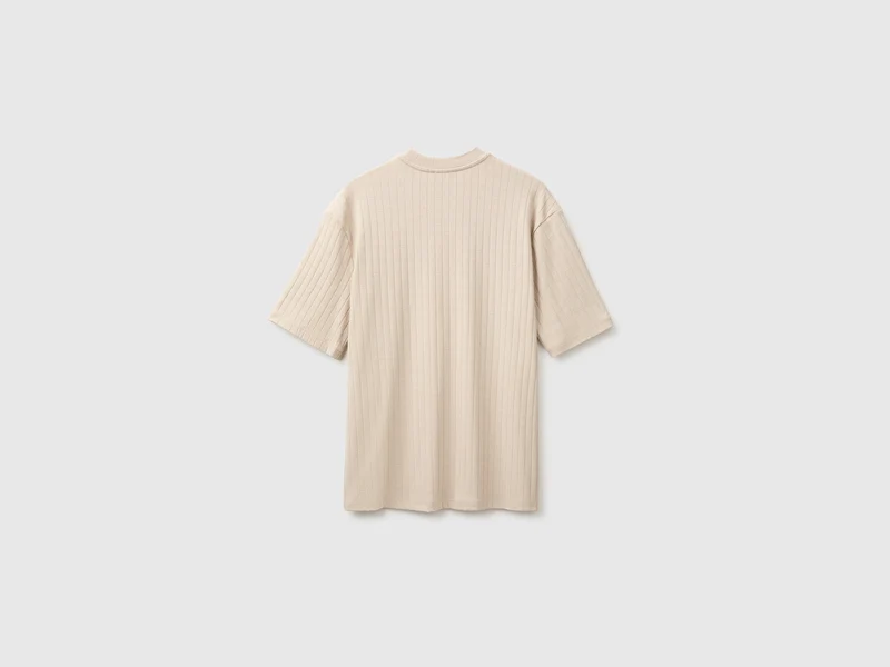 Geripptes Stretch-Baumwoll-T-Shirt