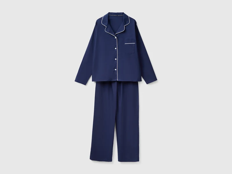 100% Baumwolle, langer, offener Pyjama
