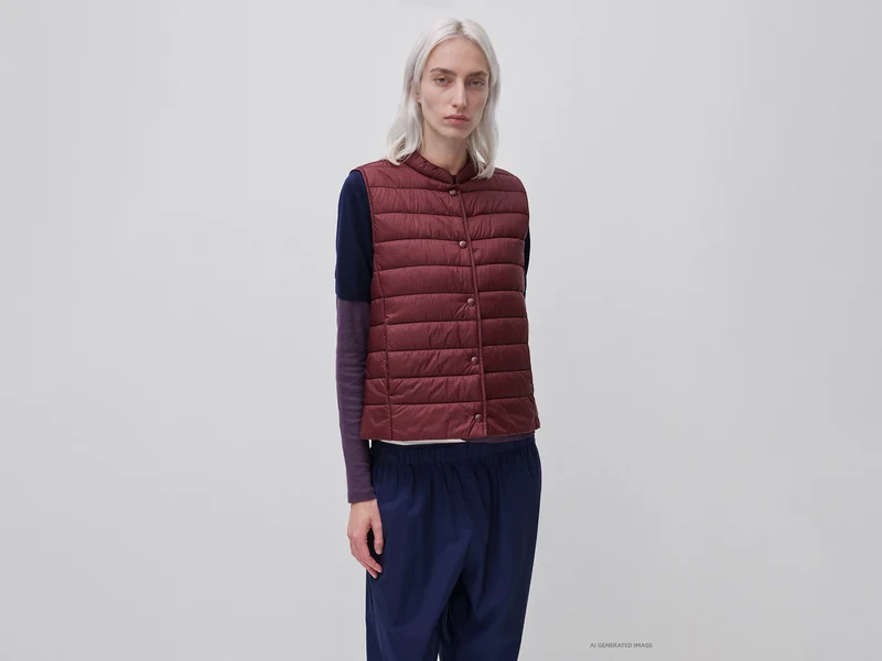 Leichte, schmal geschnittene, ärmellose Jacke