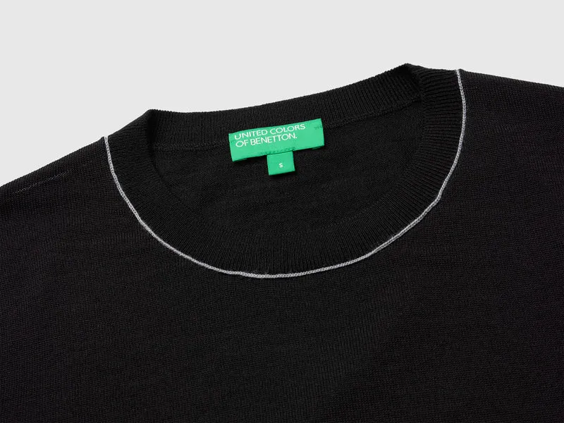 Kurzärmeliger Pullover aus reiner Merinowolle