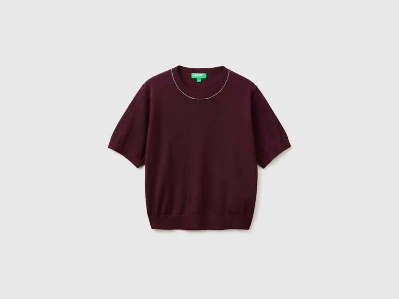 Kurzärmeliger Pullover aus reiner Merinowolle