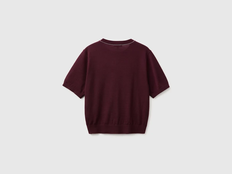 Kurzärmeliger Pullover aus reiner Merinowolle