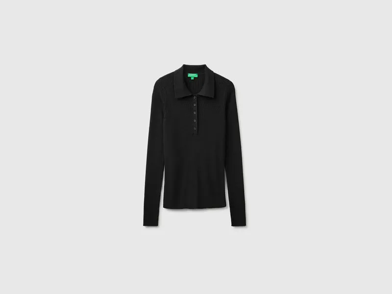 Poloshirt aus einer Seiden-Woll-Mischung