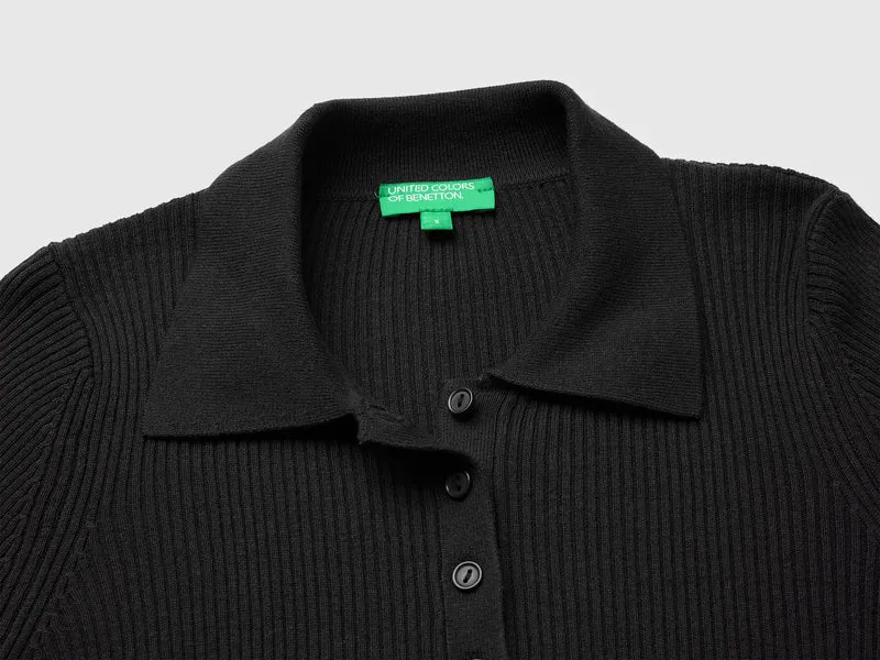 Poloshirt aus einer Seiden-Woll-Mischung