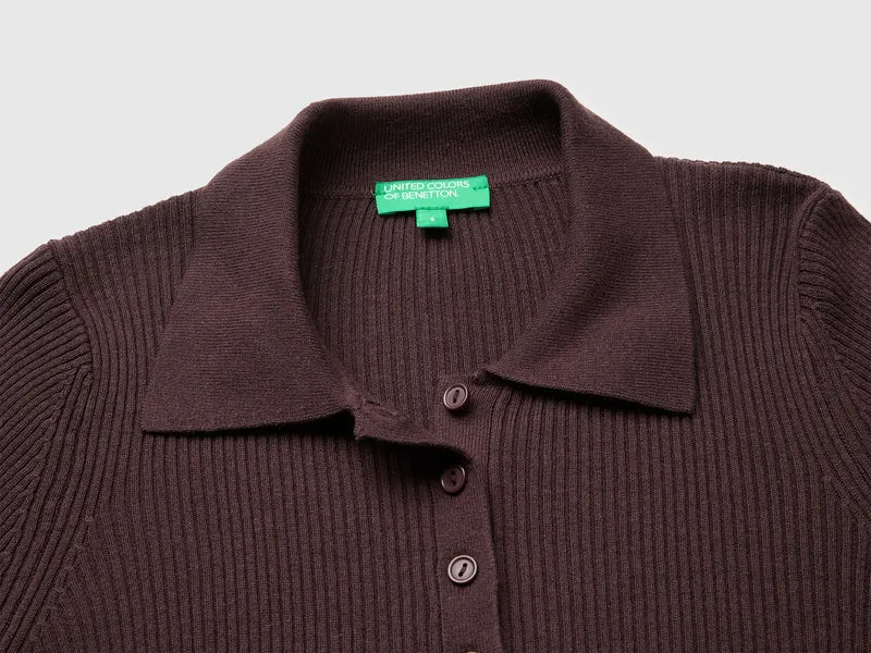 Poloshirt aus einer Seiden-Woll-Mischung