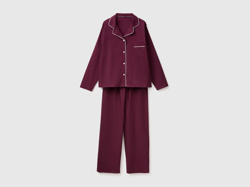 100% Baumwolle, langer, offener Pyjama