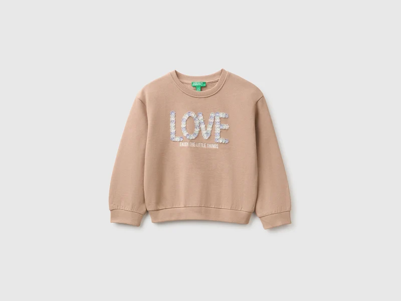 Sweatshirt mit Aufdruck und Stickerei aus Bio-Baumwolle