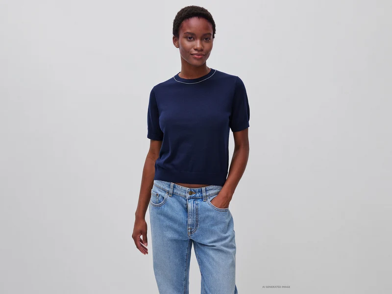 Kurzärmeliger Pullover aus reiner Merinowolle