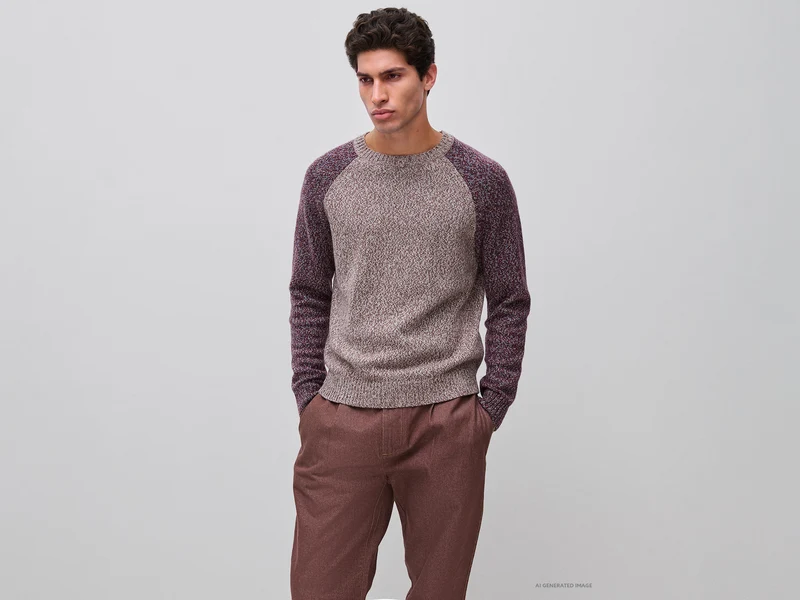 Farbblock-Pullover aus Wollmischung