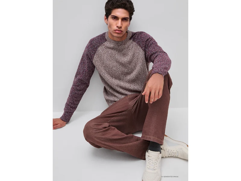 Farbblock-Pullover aus Wollmischung