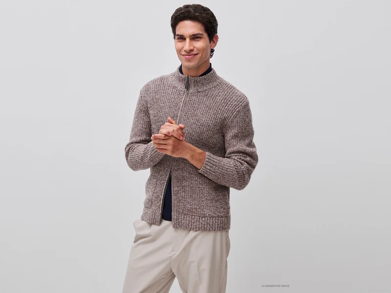 Strickjacke mit Reißverschluss aus Wollmischung