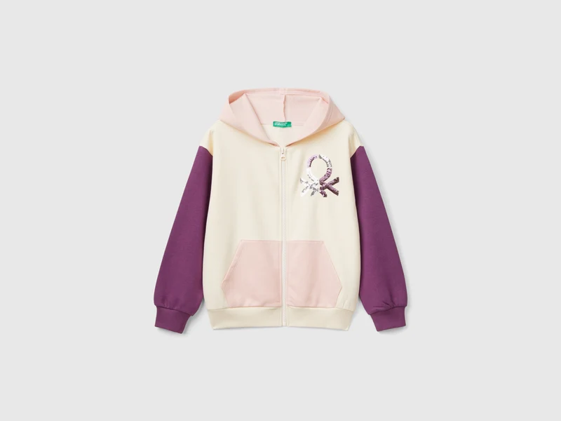Sweater mit Reißverschluss und Pailletten