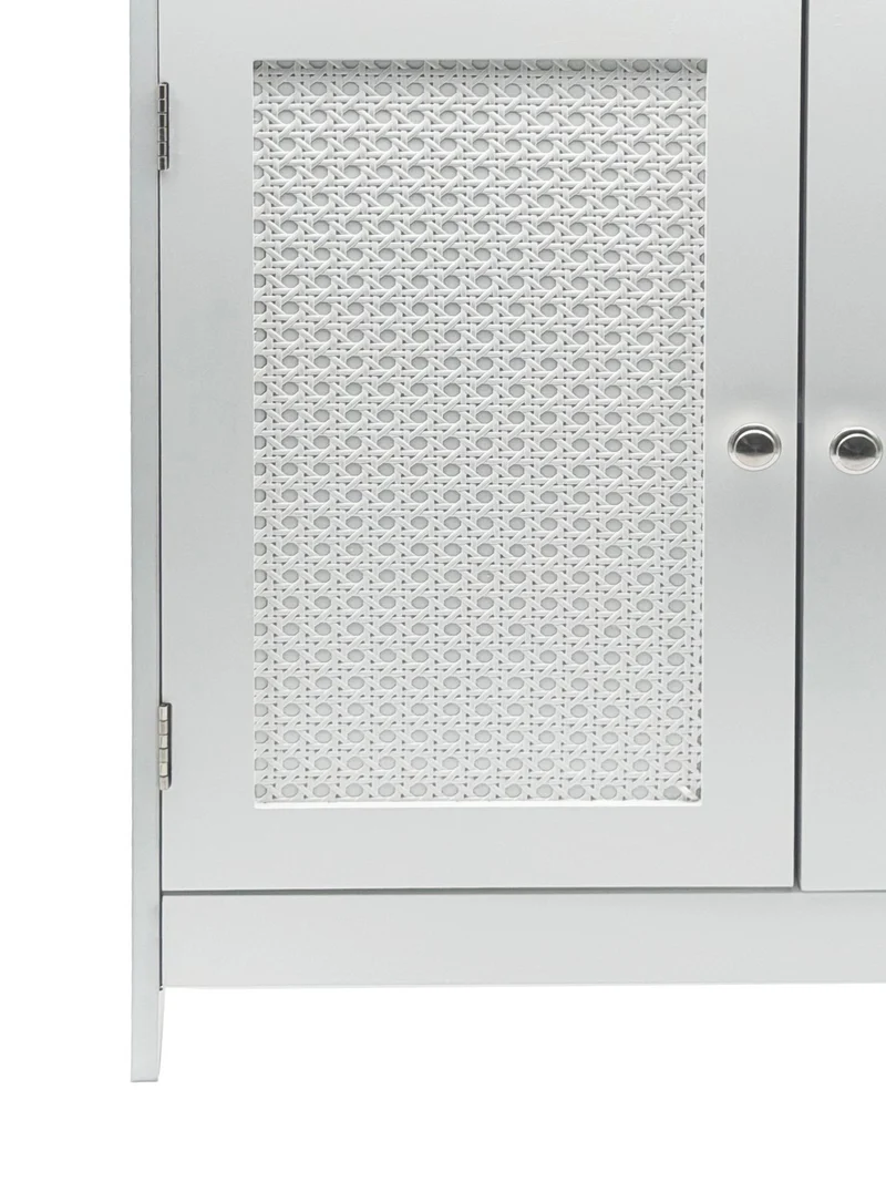 Badschrank Wohnling Weiß mit Wiener Geflecht, Türen & Ablage