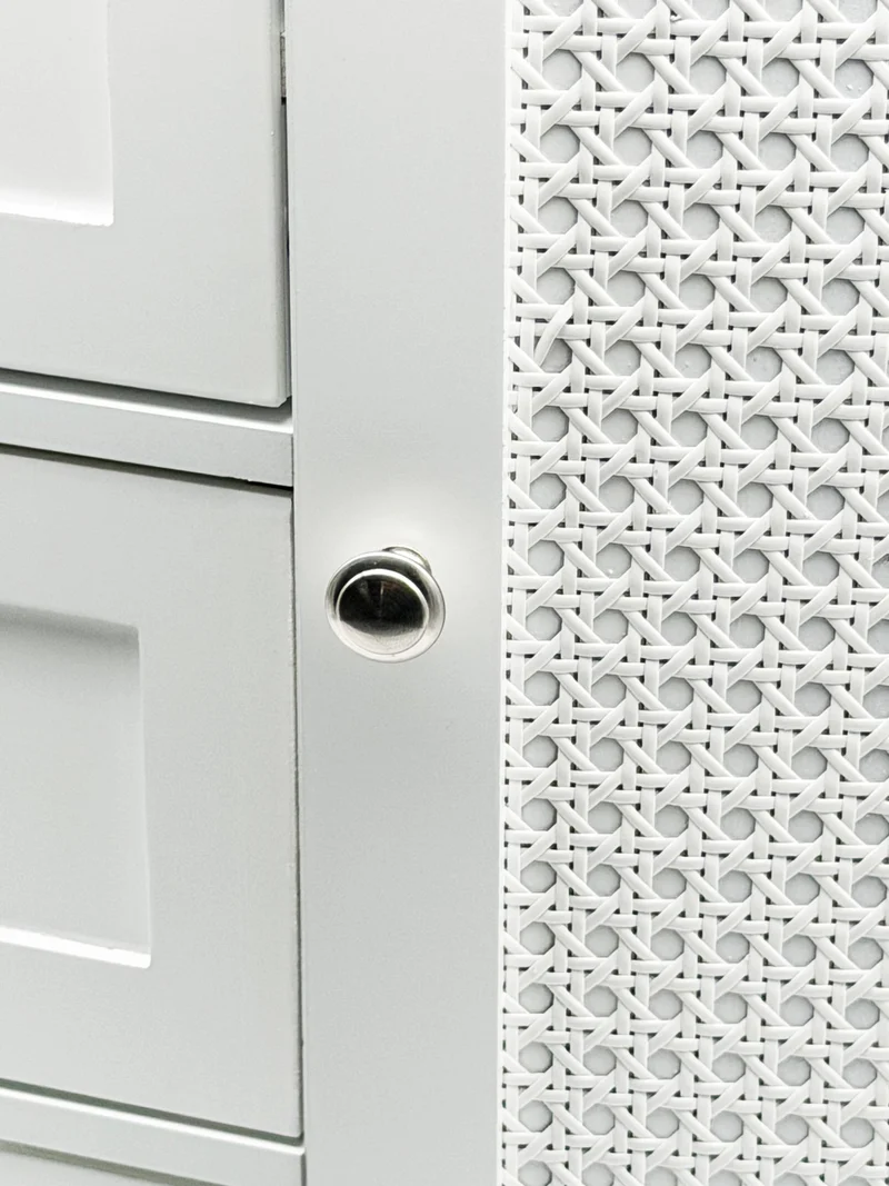 Badschrank mit Wiener Geflecht, 55x80 cm, Weiß von Wohnling