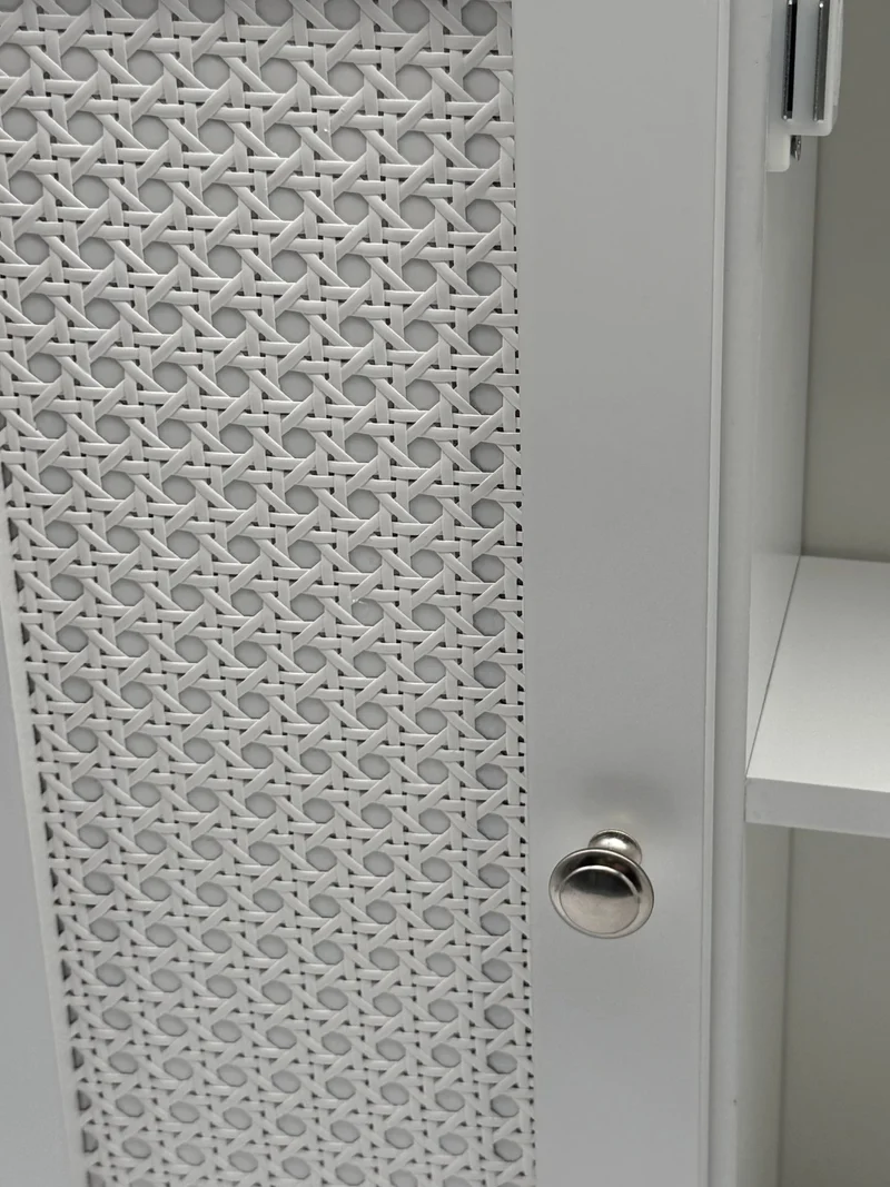 Wohnling Badschrank Spiegelschrank Weiß 60 cm mit Wiener Geflecht