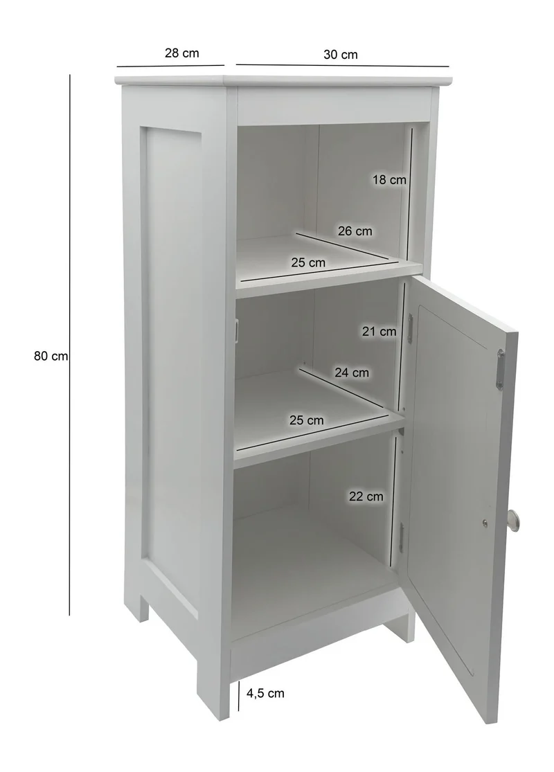 Badschrank 80x30x28 cm Weiß mit Wiener Geflecht für Bad & Flur