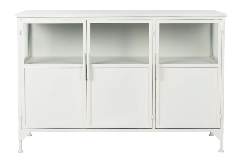 Schrank Miya Low 3do aus Metall in Weiß im Industrial-Design