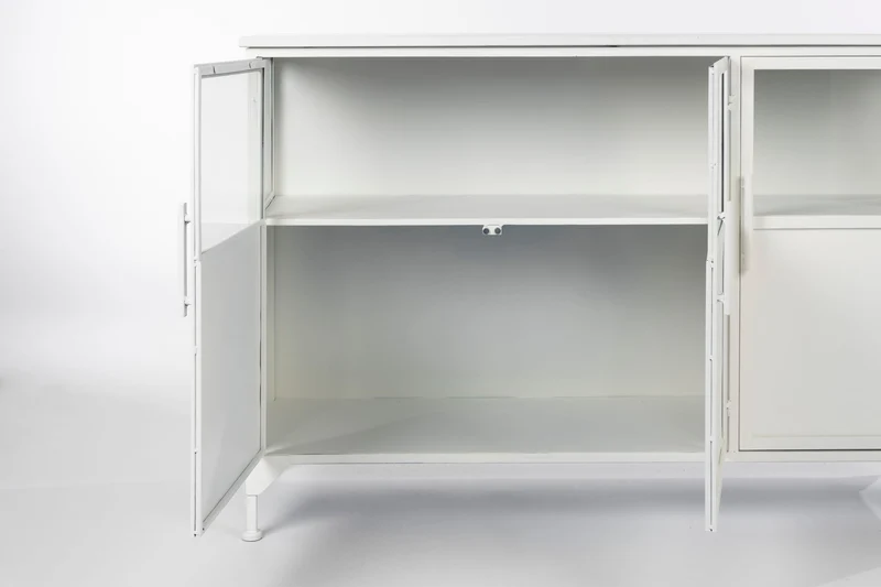 Schrank Miya Low 3do aus Metall in Weiß im Industrial-Design
